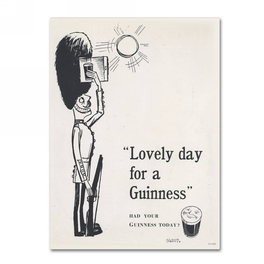 Lovely day for a whimsical journey with a touch of humor and a pint of Guinness Brewery 'Lovely Day For A Guinness I' Canvas Art.