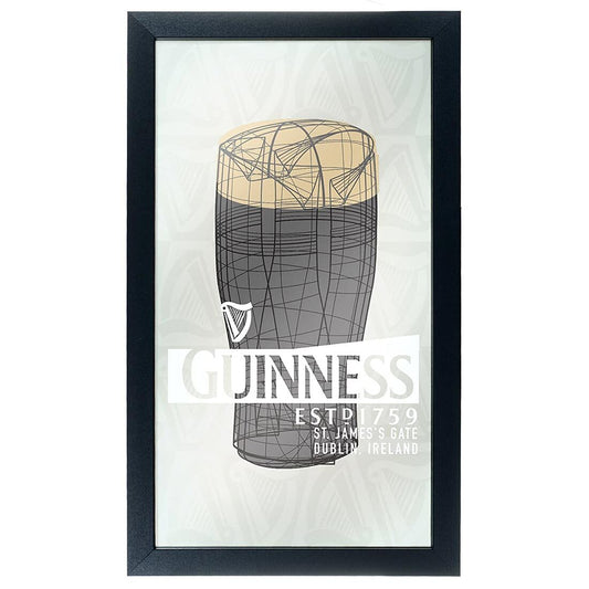 Guinness Framed Mirror Wall Plaque 15 x 26 Inches - Line Art Pint