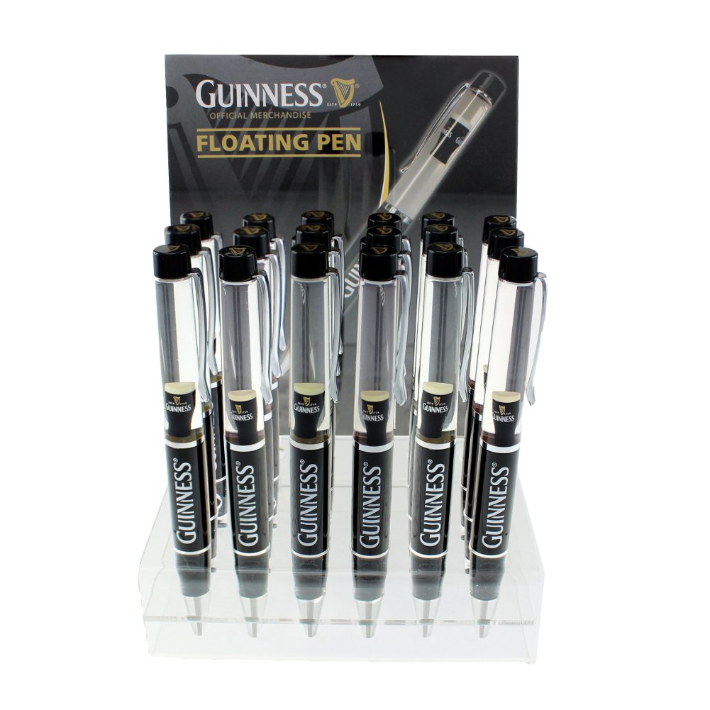 This stationery collection features Guinness Floating Pint Pens displayed in a sleek case.