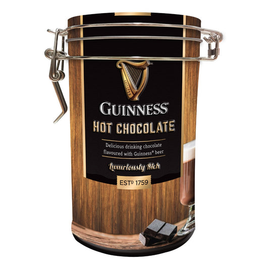 Indulge in the rich and velvety Guinness Hot Drinking Chocolate served generously in a bucket, perfect for any Guinness lover or hot chocolate enthusiast.